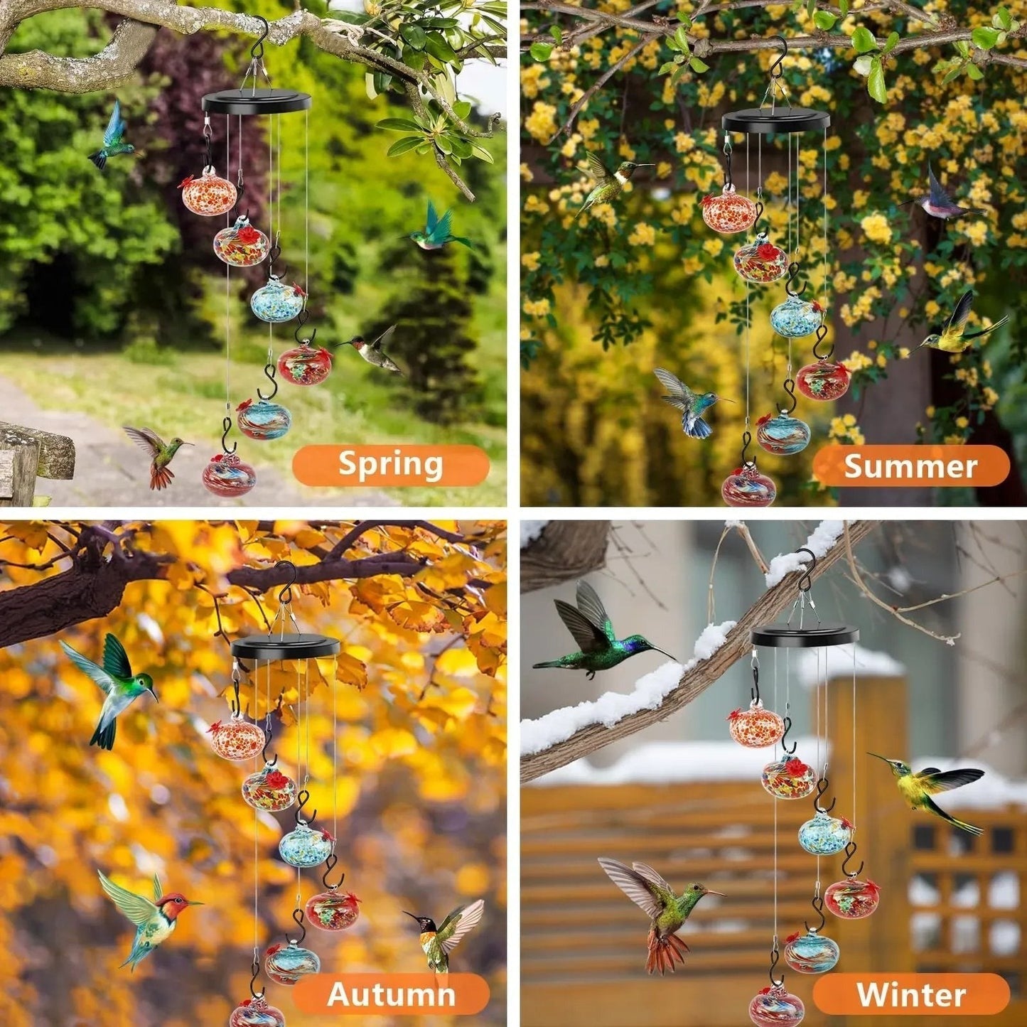 Glosrity Glasses Wind Chime Hummingbird Feeder