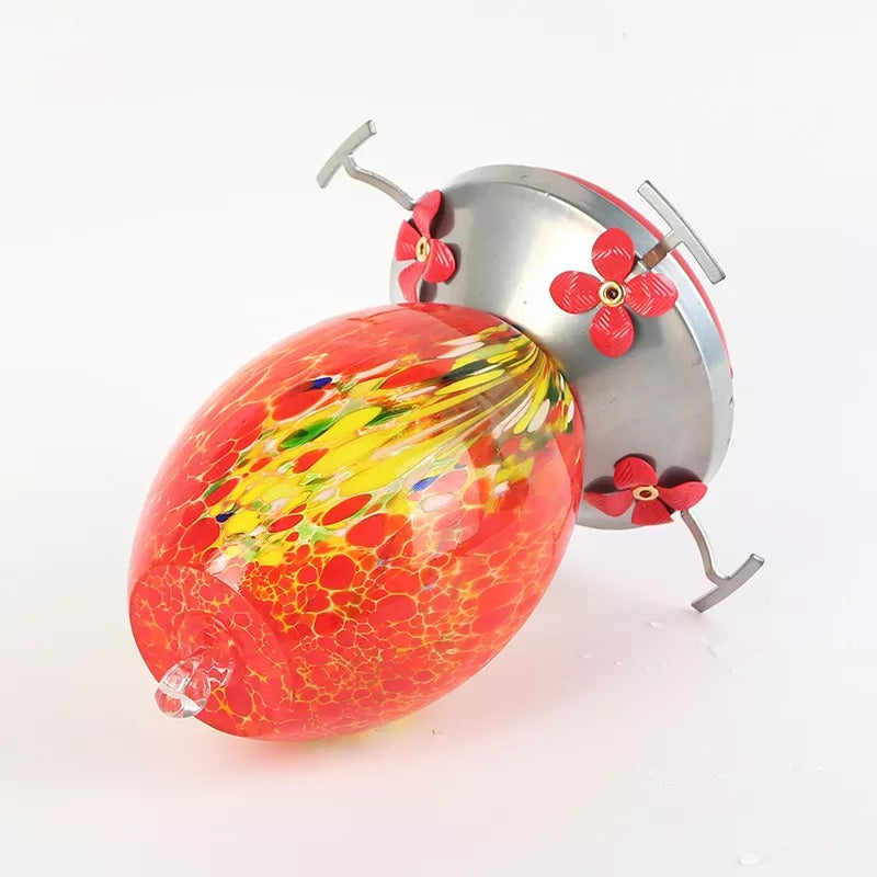 Glosrity Hummingbird Feeder Hand Blown Glass - 25 Ounces