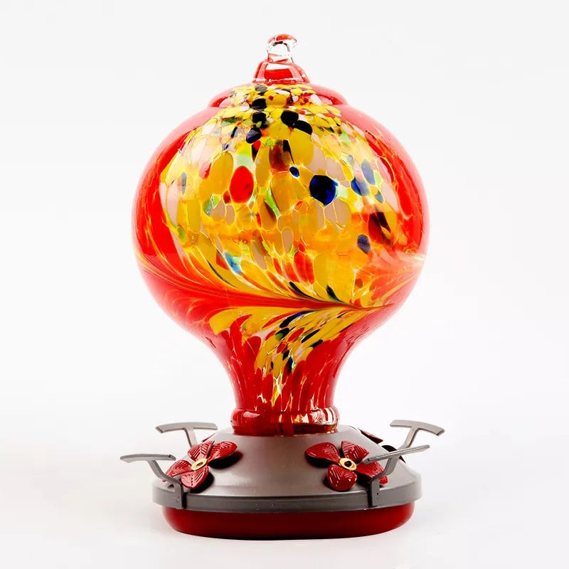 Glosrity Hand Blown Glass Hummingbird Feeder - 32 Ounces