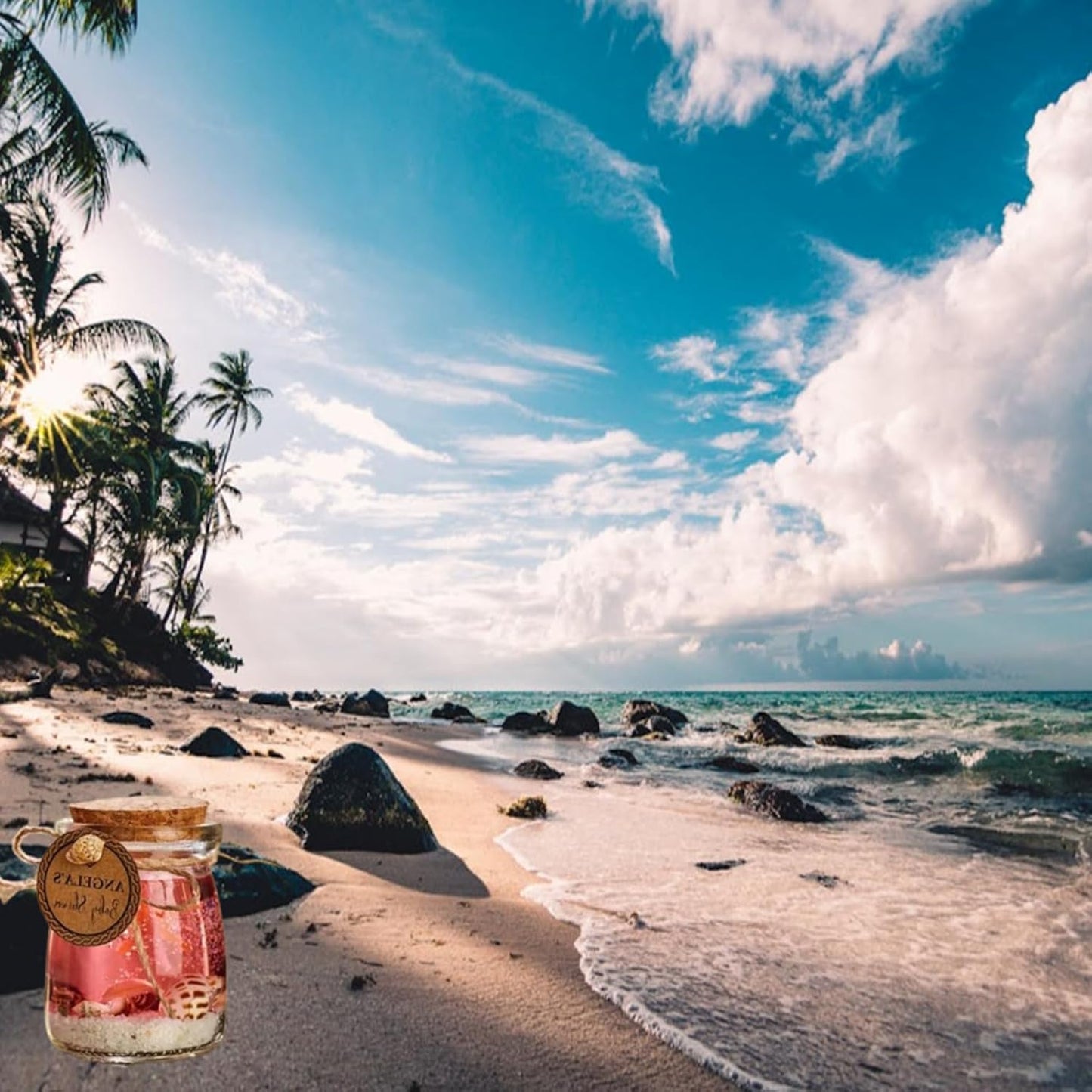 Ocean Theme Blue Purple Pink Gel Candle